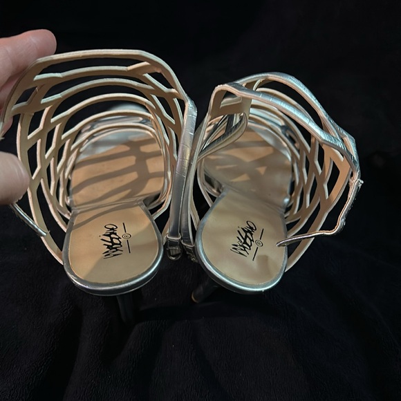 Women's Mossimo Slingback Stiletto Sandal Peep Toe Hollow Silver - Picture 8 of 11